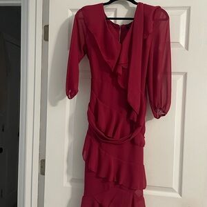 Chic Long Sleeve Red Dress
